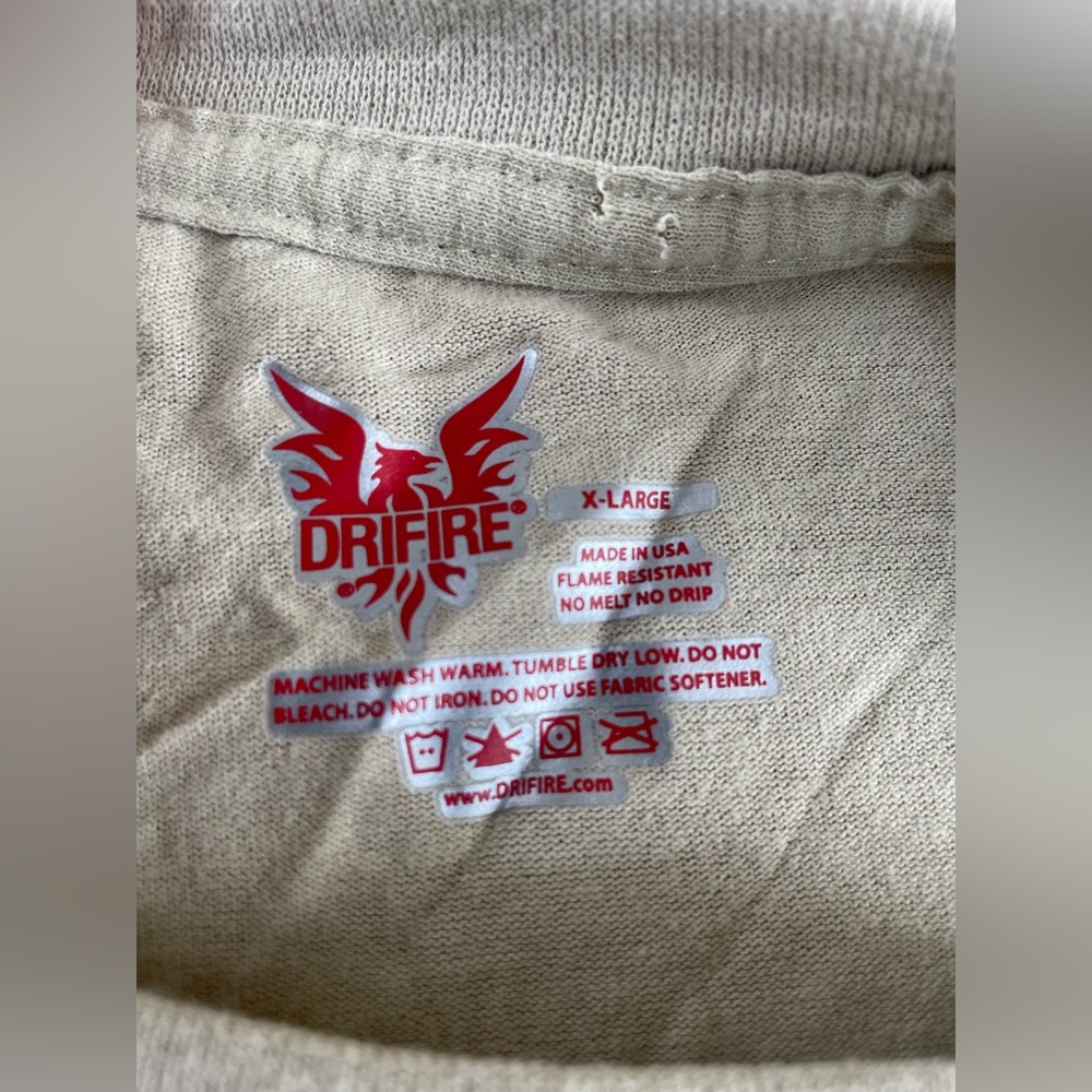 Drifire T Shirt Mens Sz XL Beige FR Work Fire Flame Resistant Long Sleeve Cat 1 - Picture 4 of 14